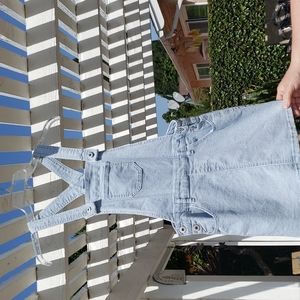 Striped Denim Overall Dress